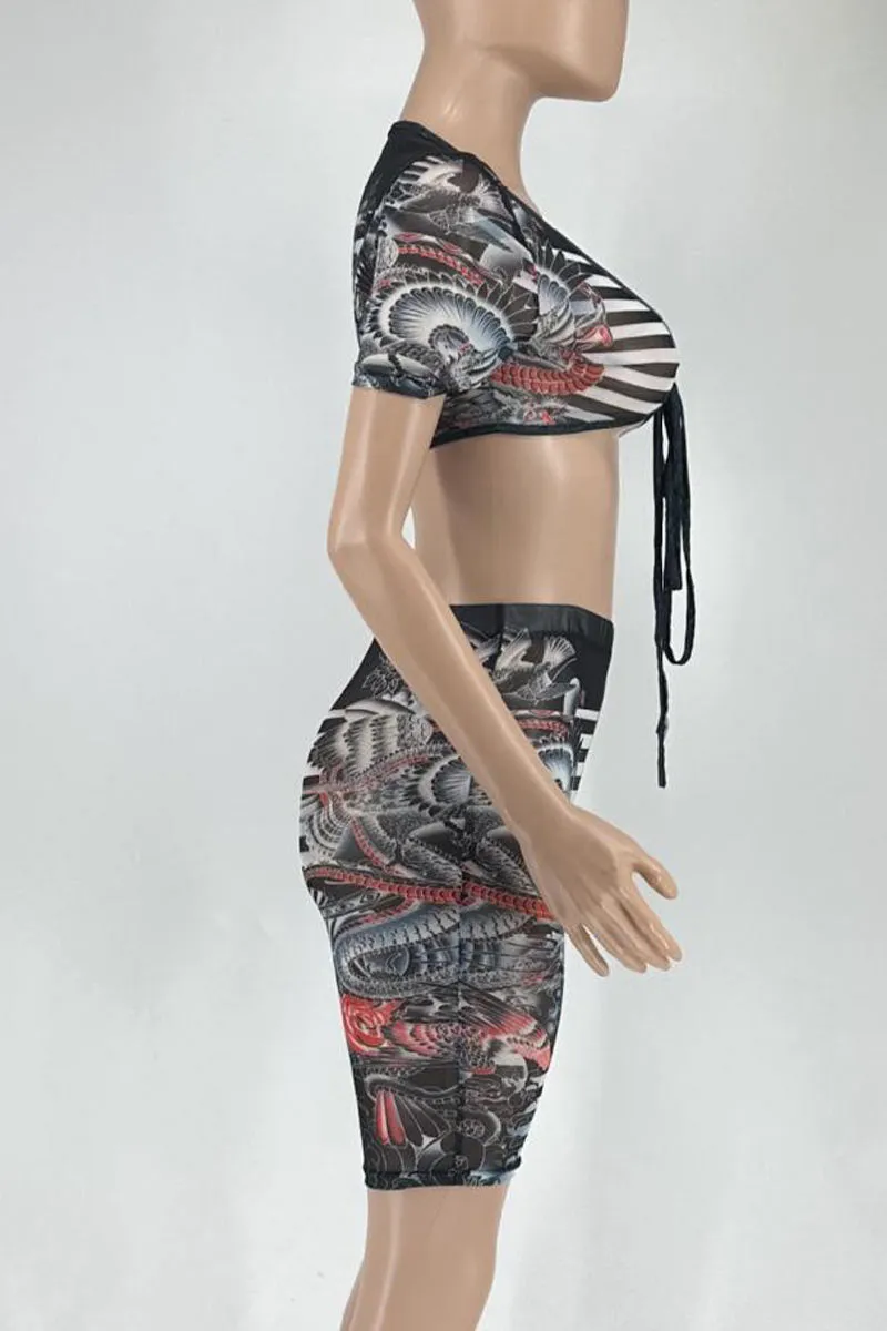 UM0103 Graphic Shirt and Shorts Set