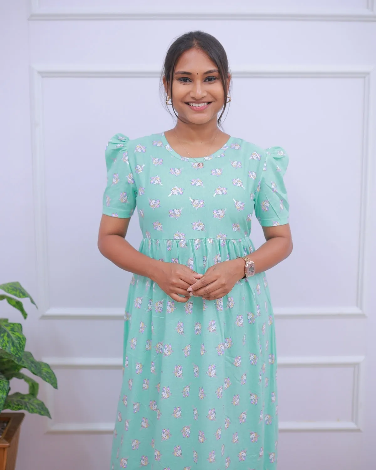 Unicorn | Casual Non-Maternity Loungewear - Puff Sleeve | Full Length