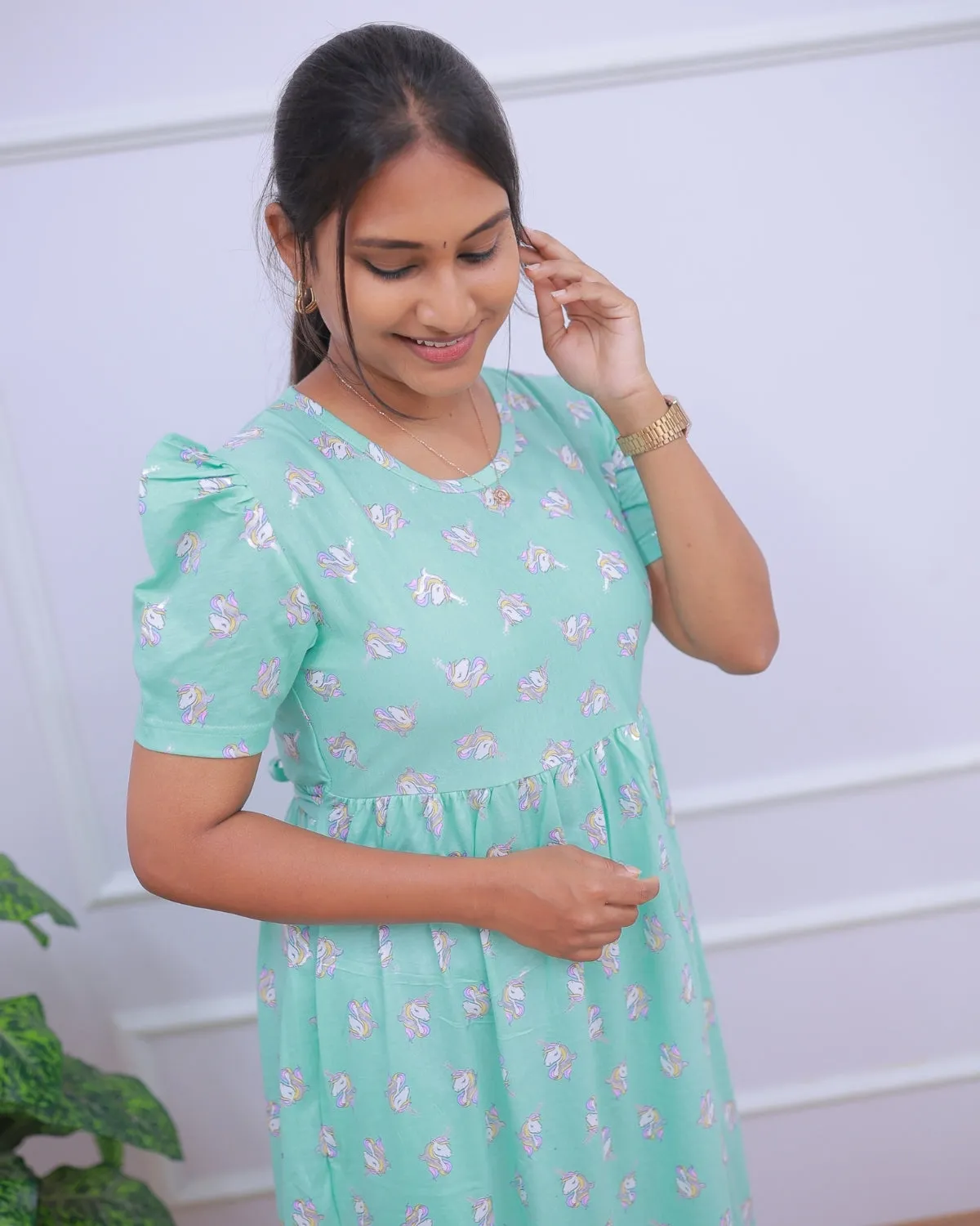 Unicorn | Casual Non-Maternity Loungewear - Puff Sleeve | Full Length