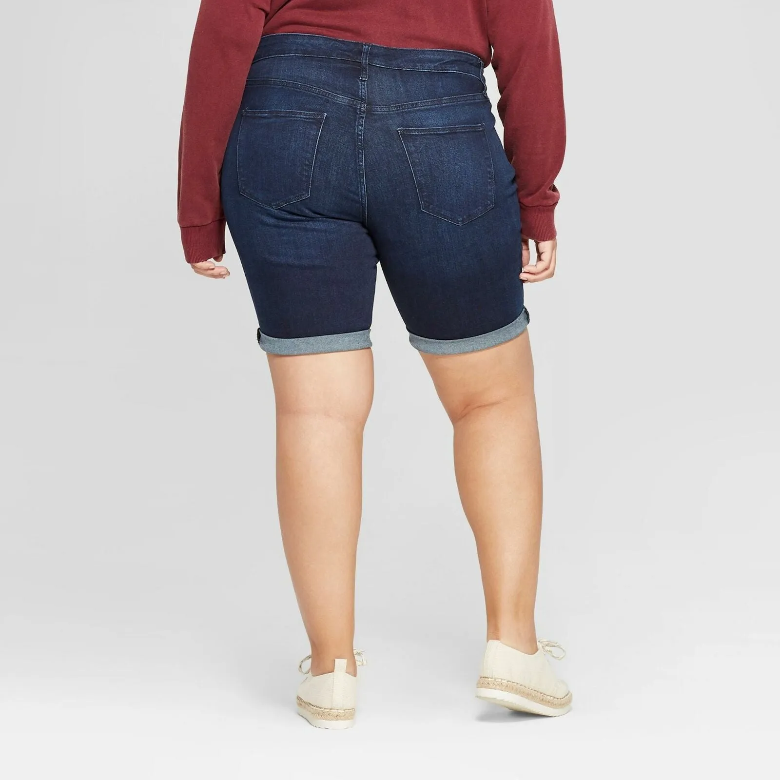 Universal Thread Women's Plus Size Roll Cuff Bermuda Jean Shorts