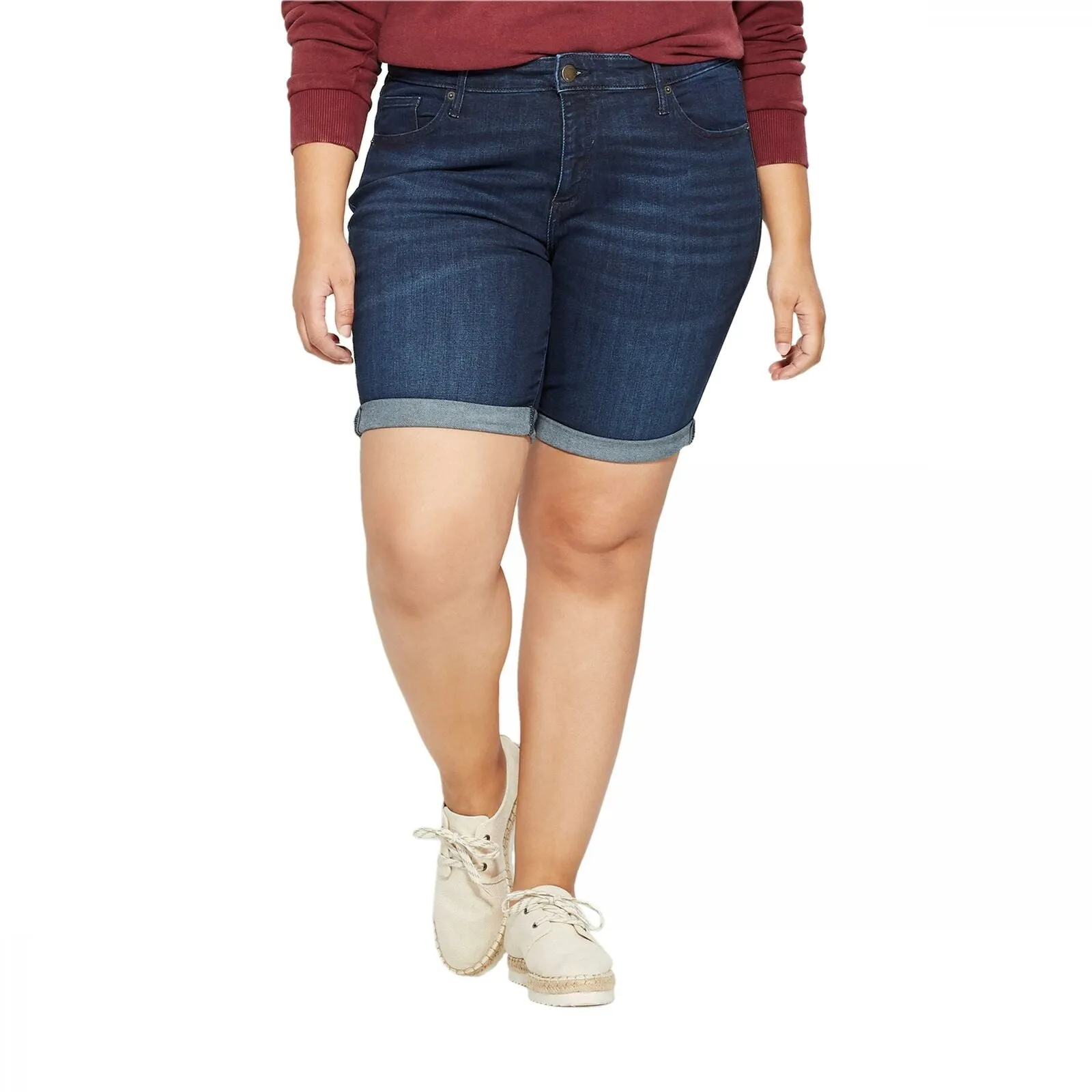 Universal Thread Women's Plus Size Roll Cuff Bermuda Jean Shorts