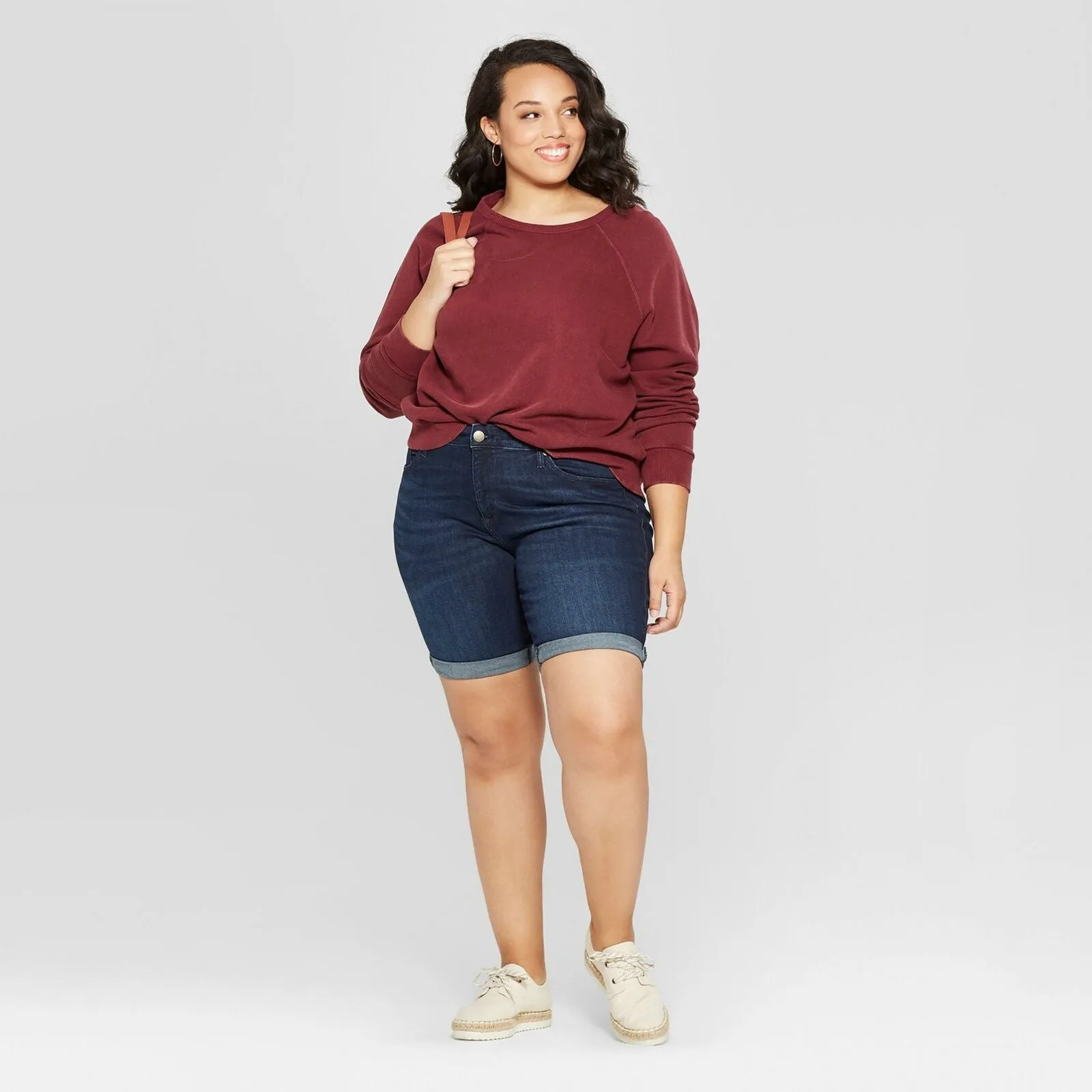 Universal Thread Women's Plus Size Roll Cuff Bermuda Jean Shorts