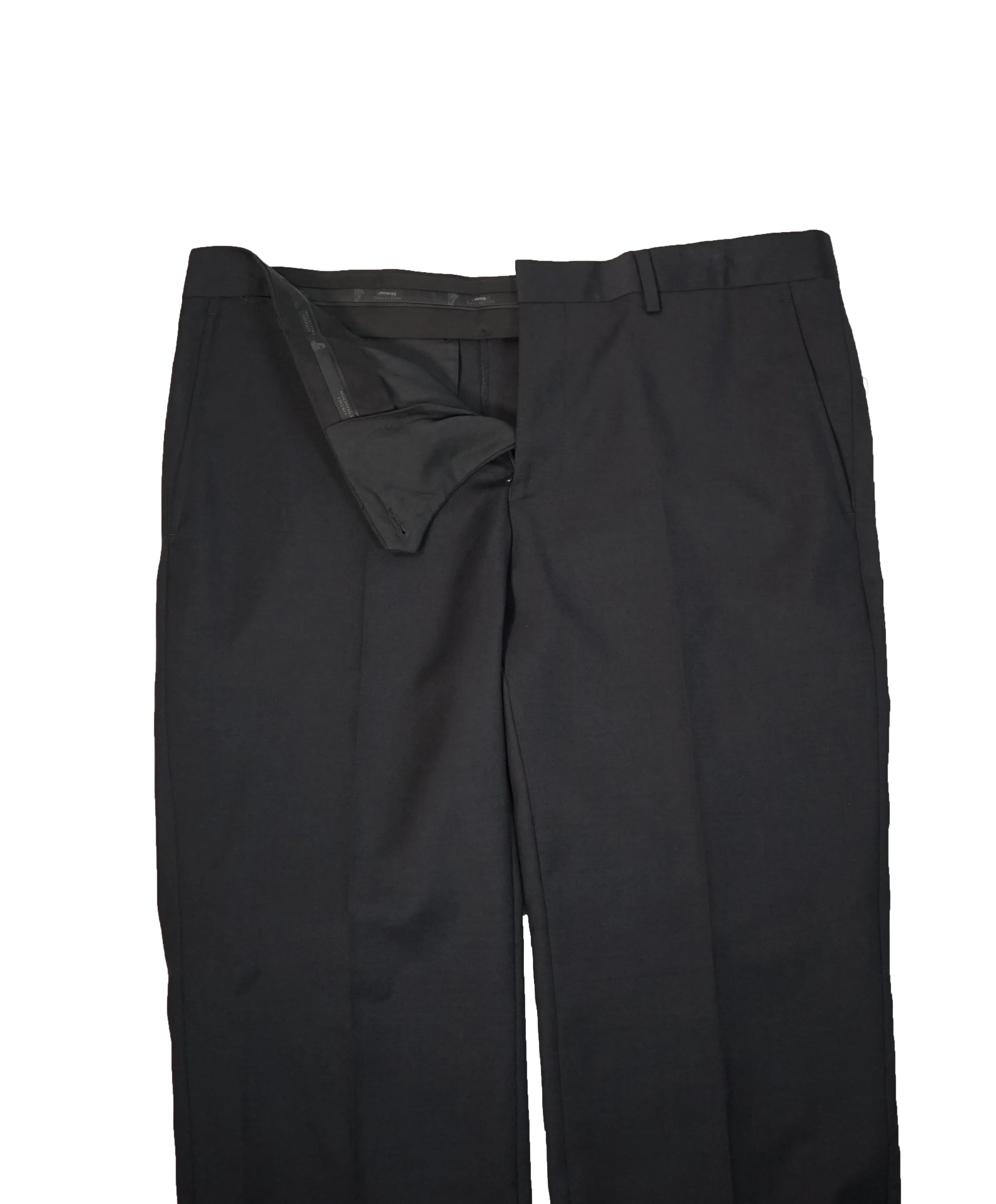 VERSACE COLLECTION - Flat Front Solid Black Dress Pants - 34W