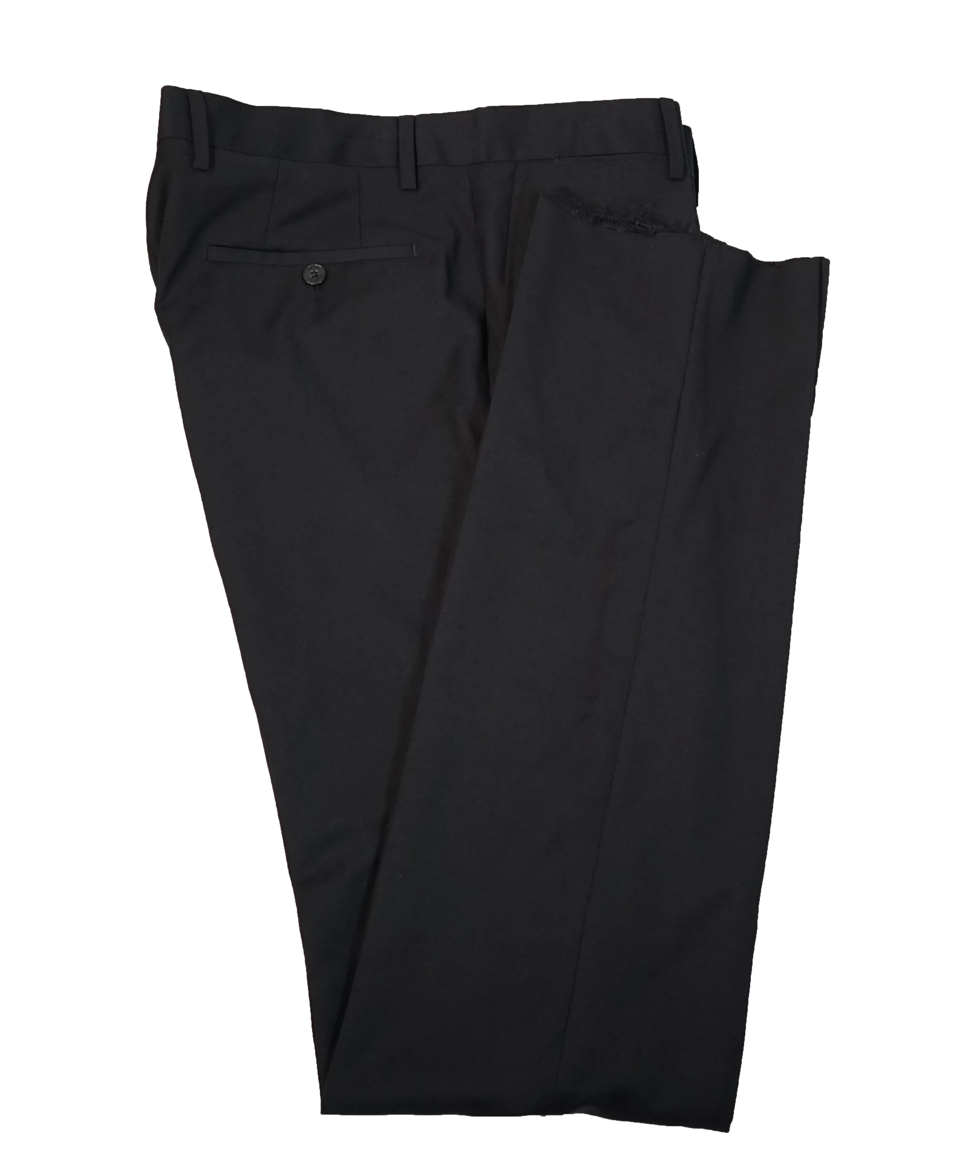VERSACE COLLECTION - Flat Front Solid Black Dress Pants - 34W