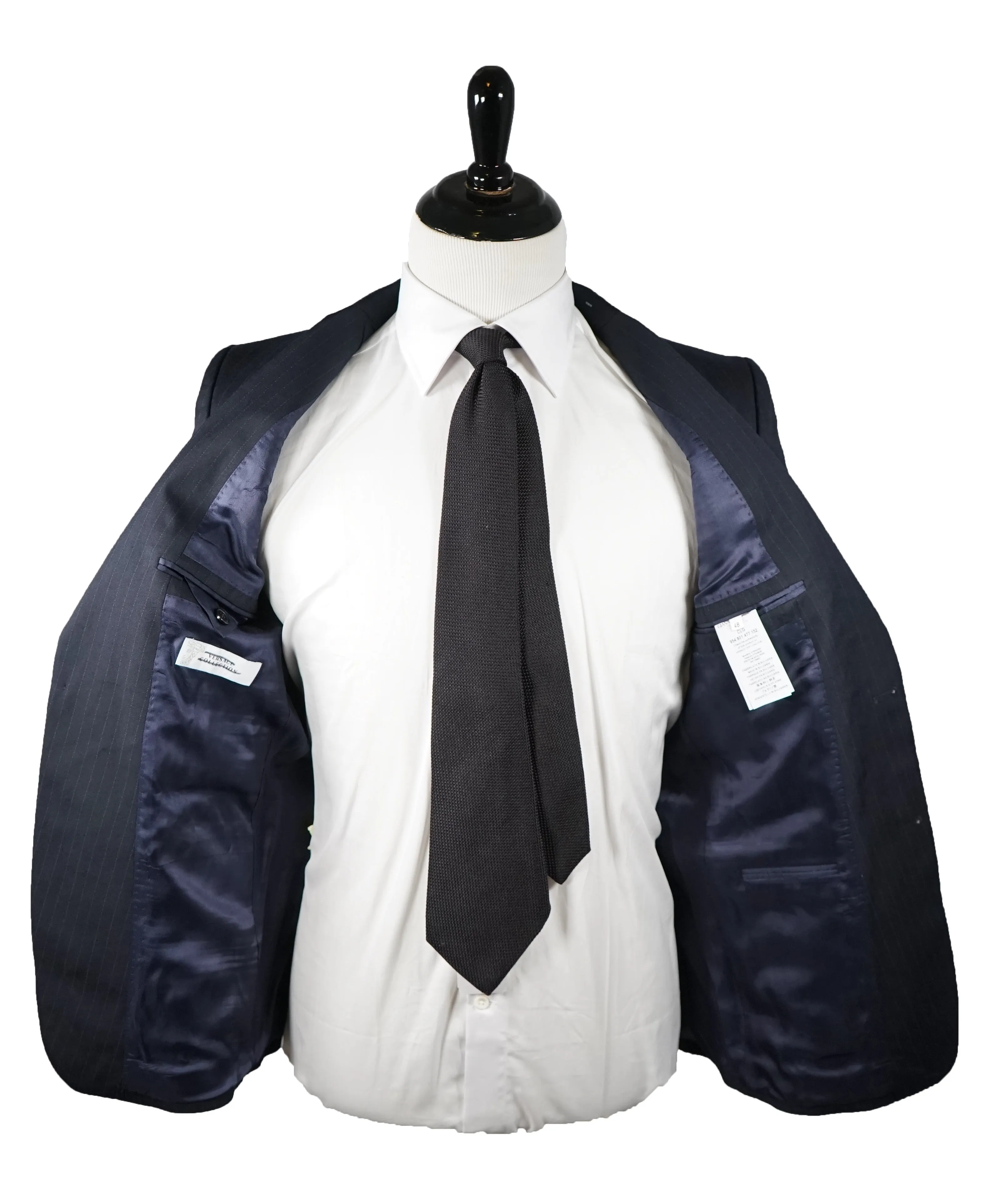 VERSACE COLLECTION - Navy Pinstripe 2-Button Slim Suit - 38R