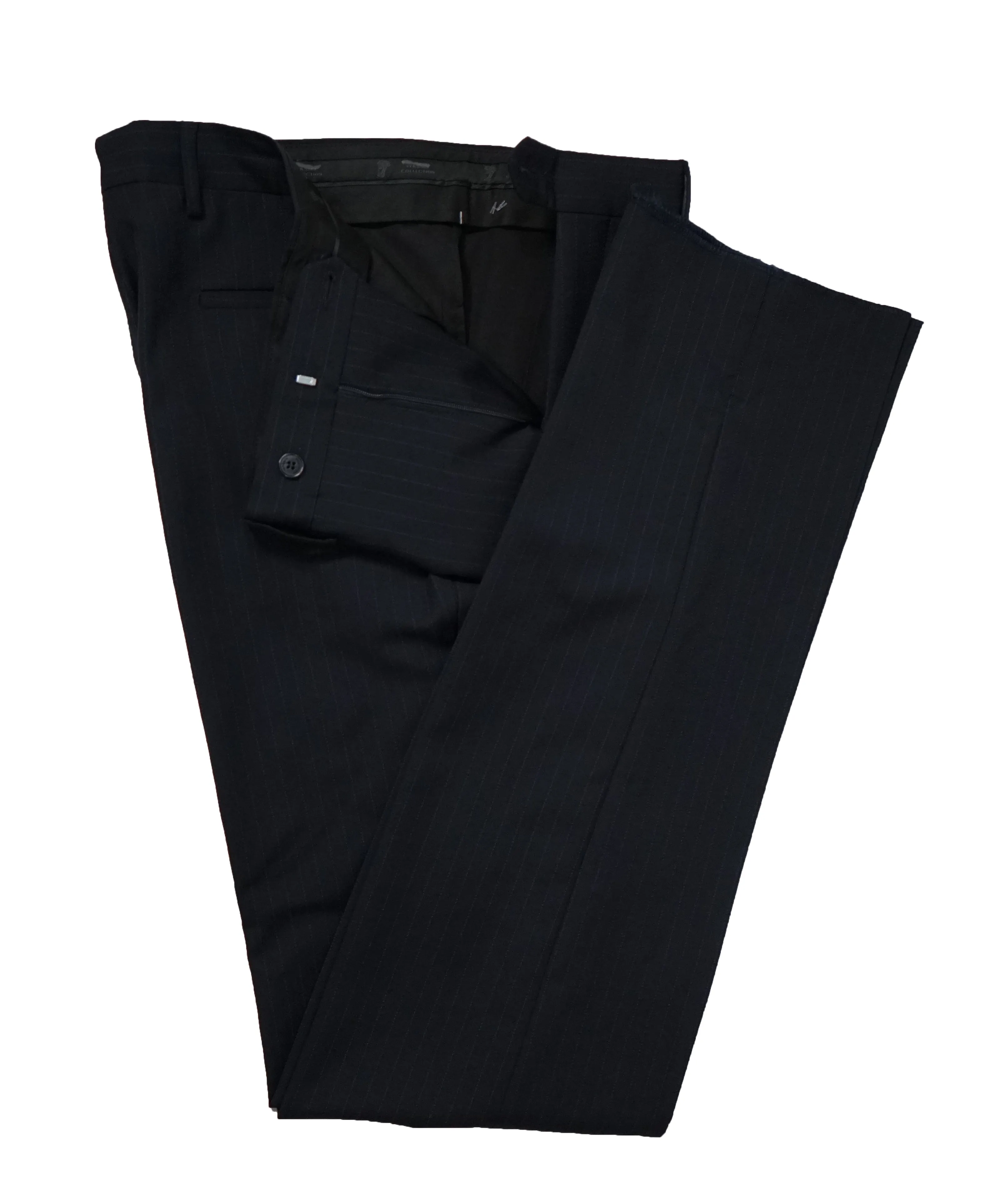 VERSACE COLLECTION - Navy Pinstripe 2-Button Slim Suit - 38R
