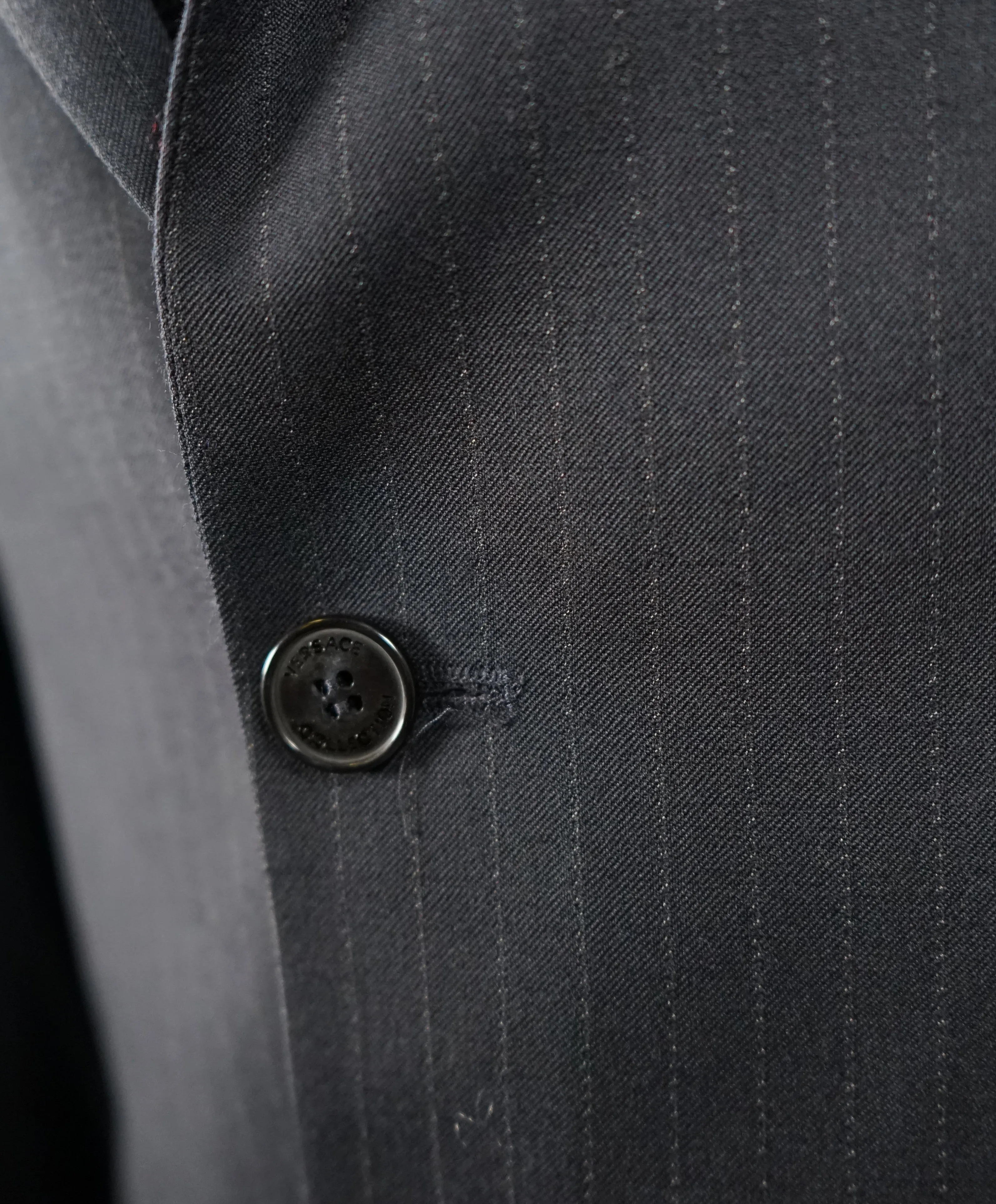 VERSACE COLLECTION - Navy Pinstripe 2-Button Slim Suit - 38R