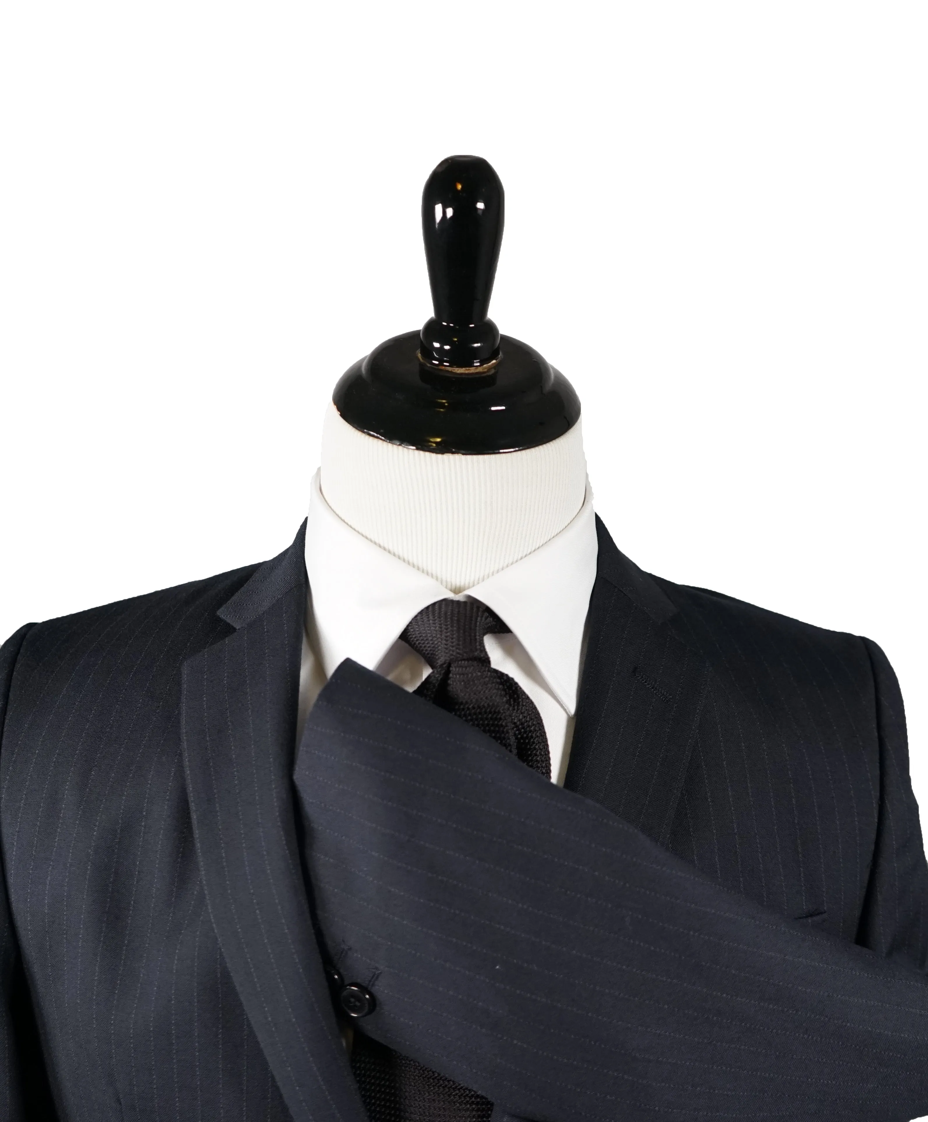 VERSACE COLLECTION - Navy Pinstripe 2-Button Slim Suit - 38R