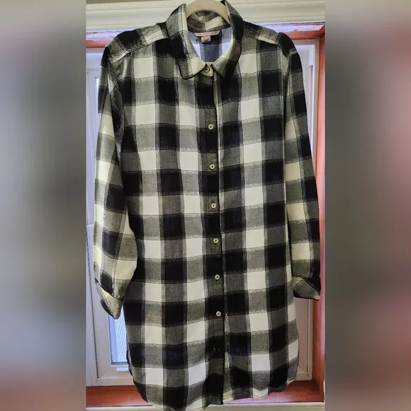 Victoria Secret intimates &amp; sleepwear buffalo plaid button-down sleep shirt.