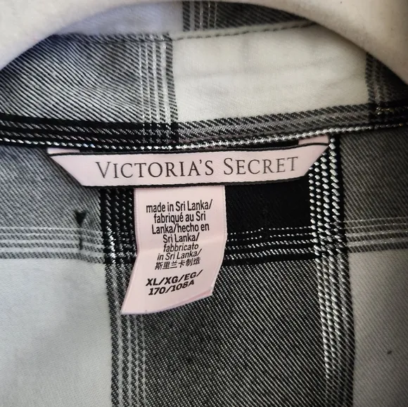 Victoria Secret intimates &amp; sleepwear buffalo plaid button-down sleep shirt.