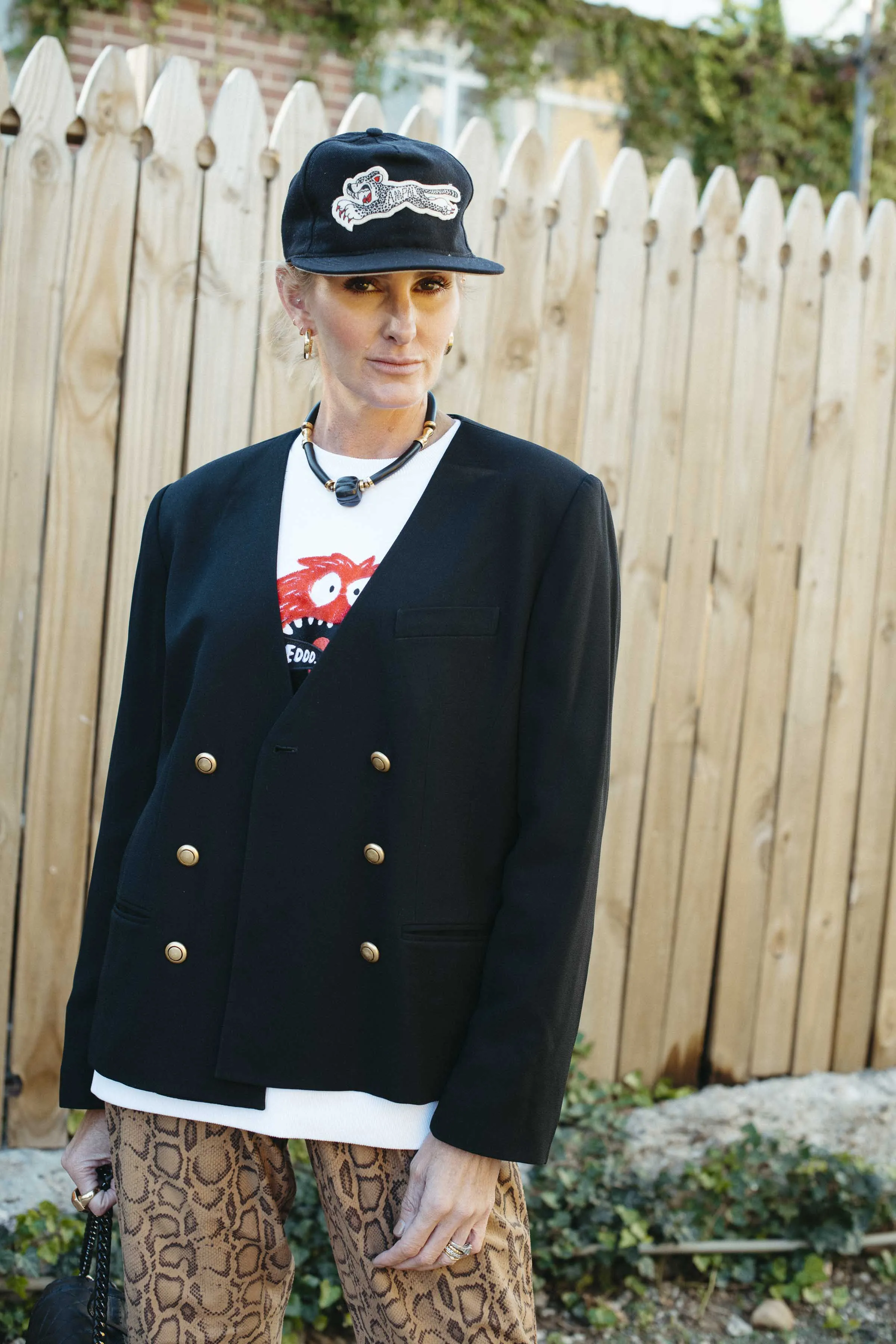 Vintage Chaus Black Jacket with Gold Buttons, Size 14