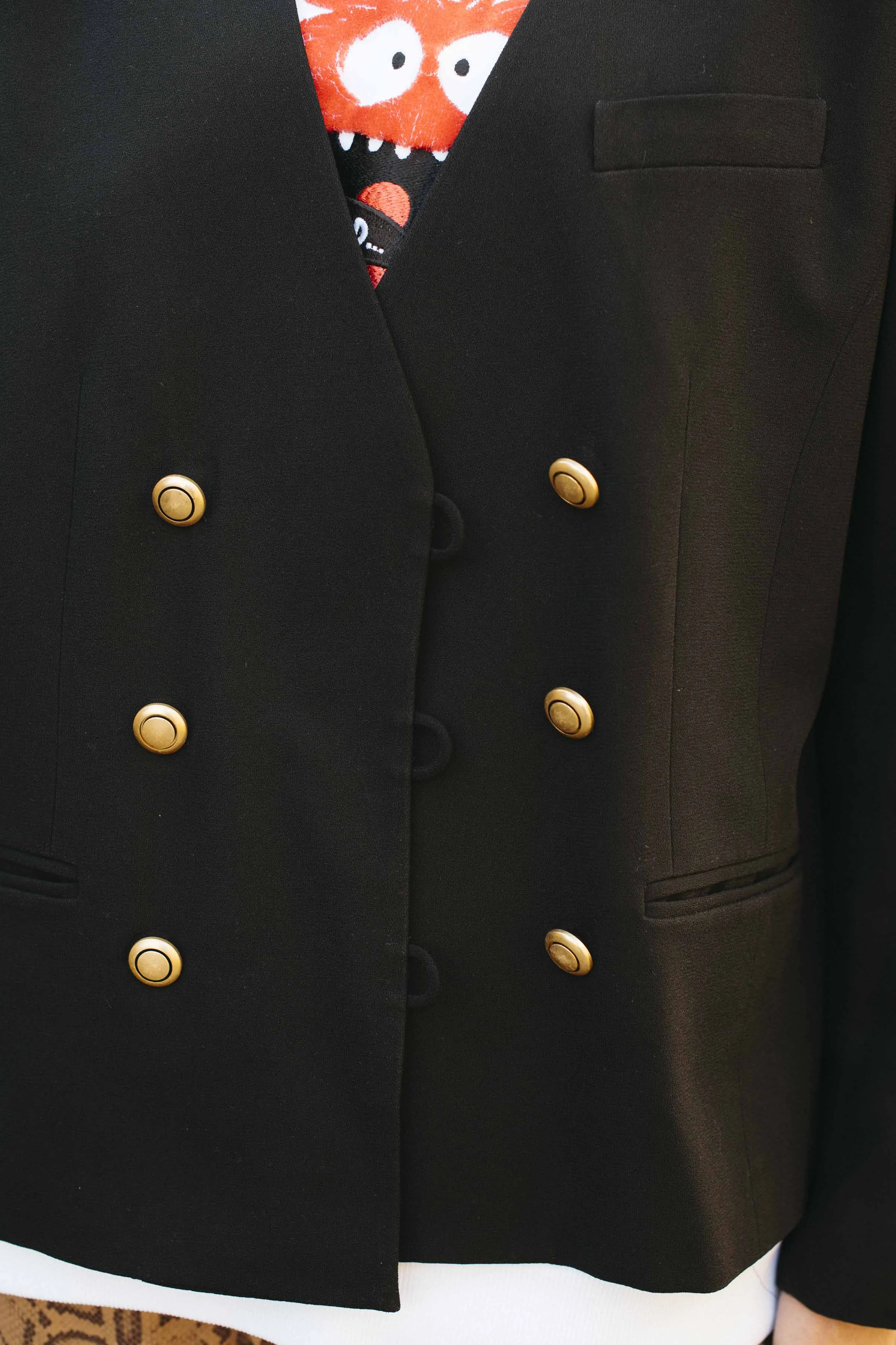Vintage Chaus Black Jacket with Gold Buttons, Size 14
