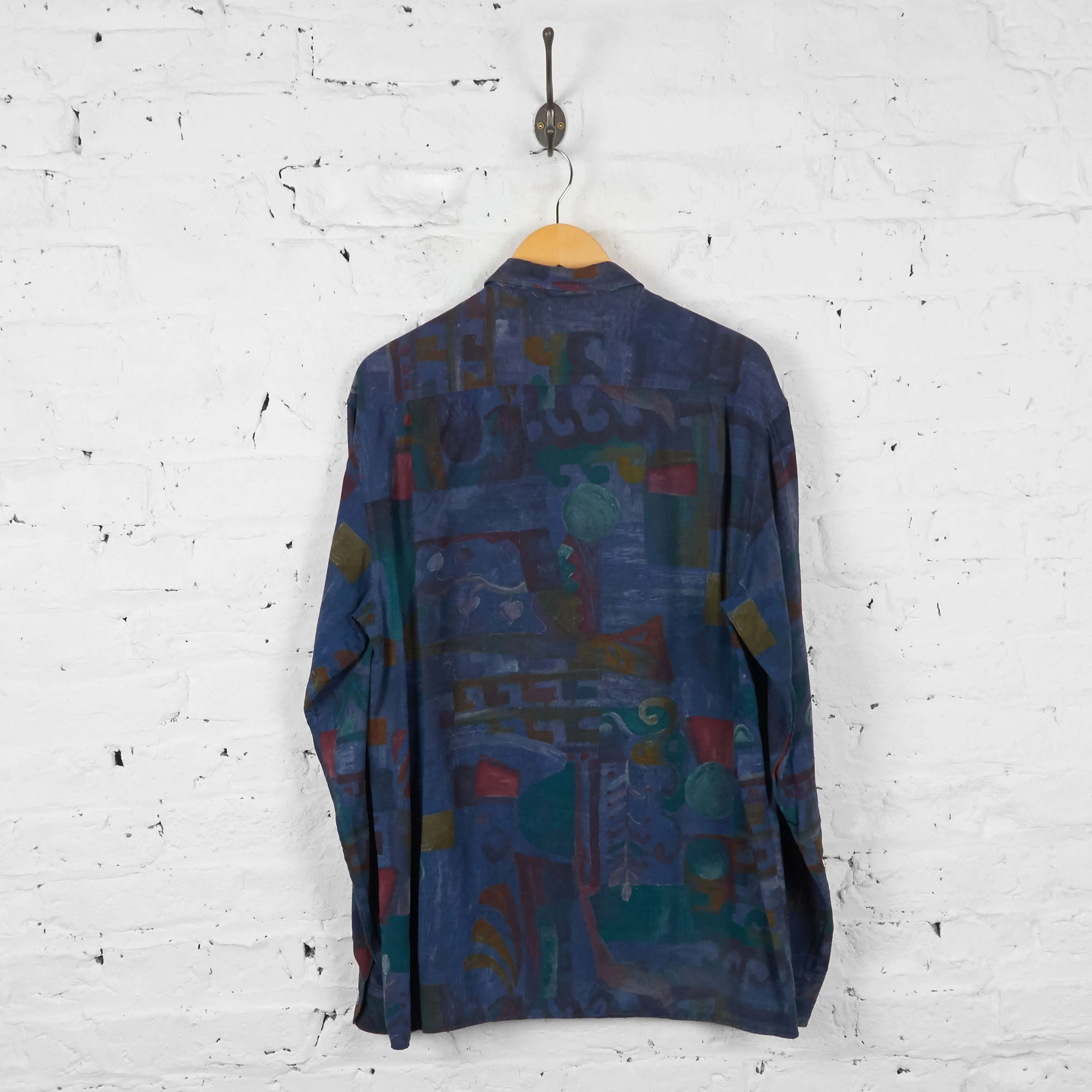 Vintage Painterly Party Shirt - Blue - M