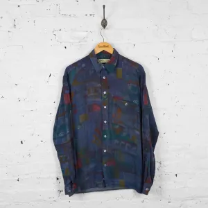 Vintage Painterly Party Shirt - Blue - M