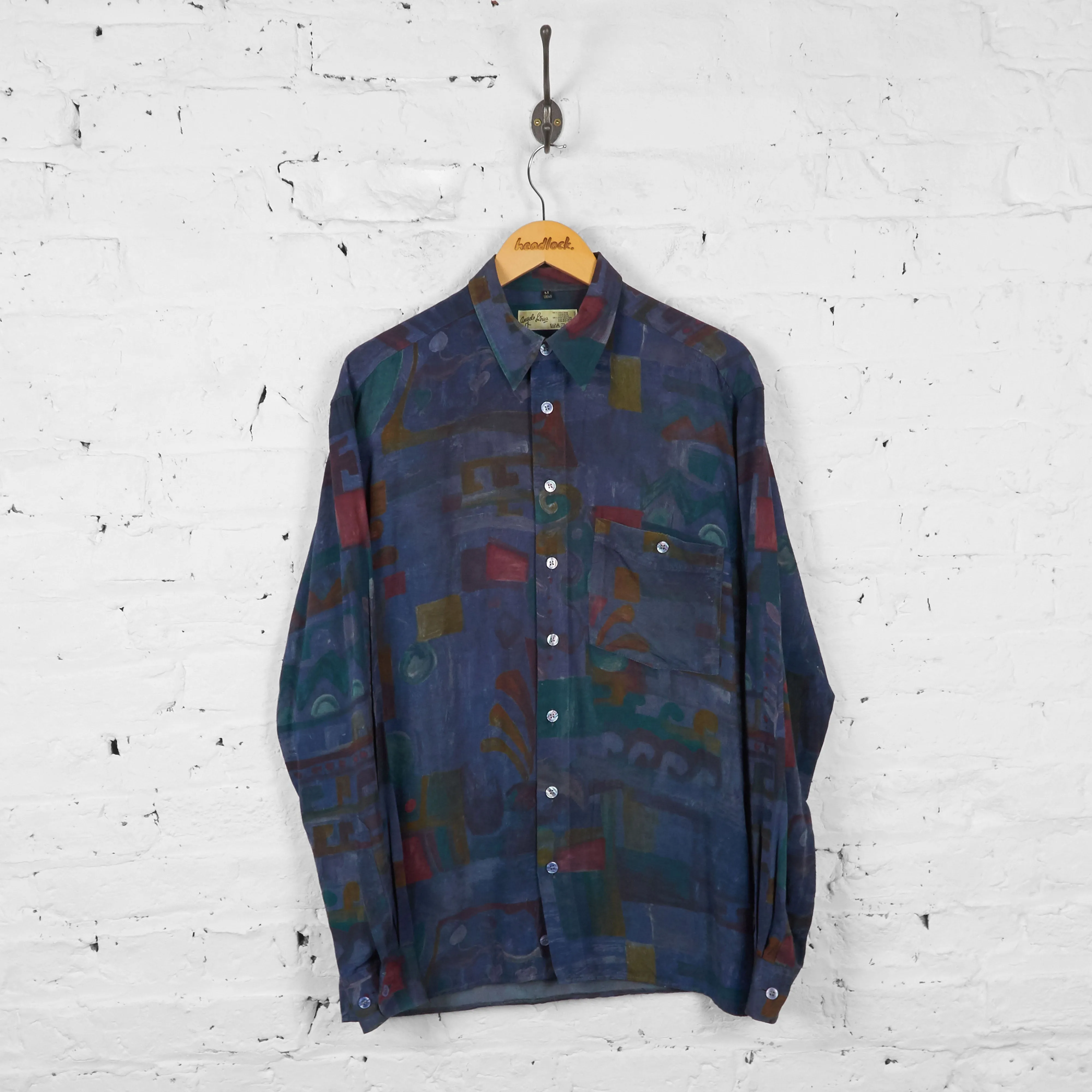 Vintage Painterly Party Shirt - Blue - M