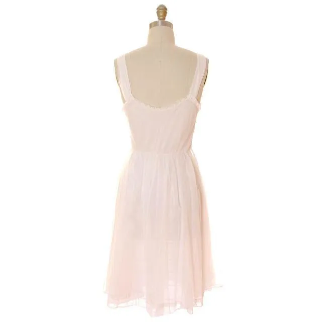 Vintage Peignoir Gotham Gold Stripe Frothy Pink Nylon Chiffon 1950s