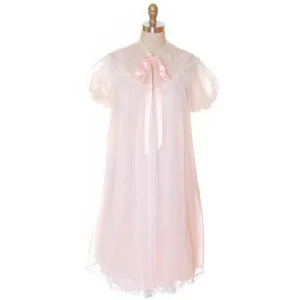 Vintage Peignoir Gotham Gold Stripe Frothy Pink Nylon Chiffon 1950s