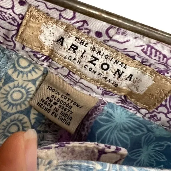 Vintage Y2K Blue Purple Print Patchwork Bermuda Shorts Medium