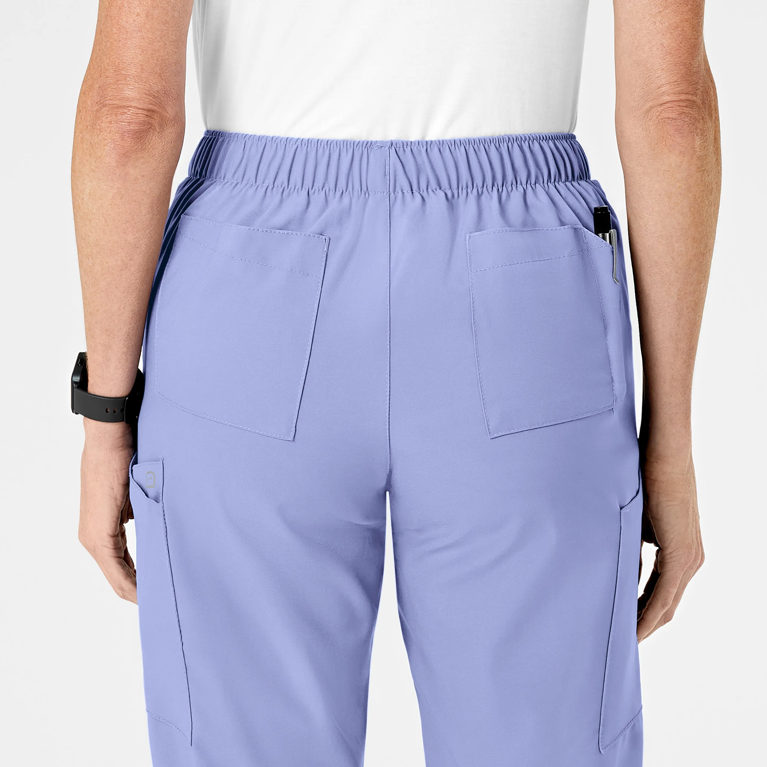 W123 5155 Flat Front Cargo Scrub Pants Ceil Blue