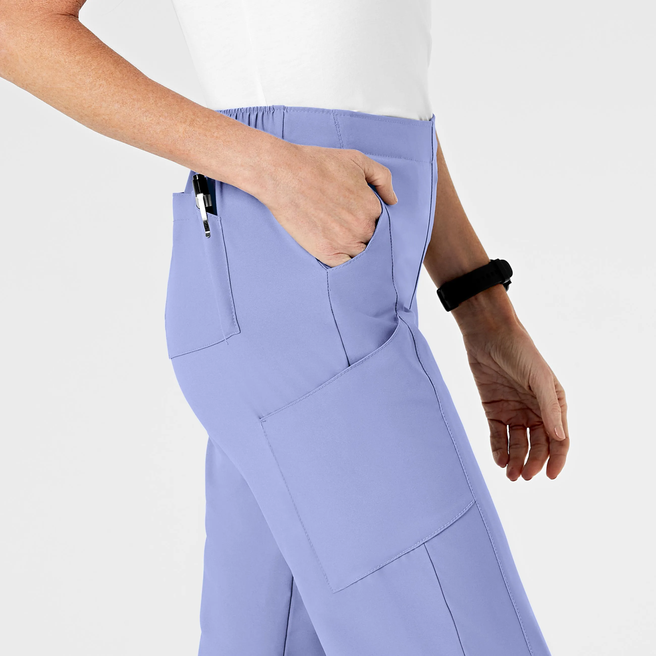 W123 5155 Flat Front Cargo Scrub Pants Ceil Blue