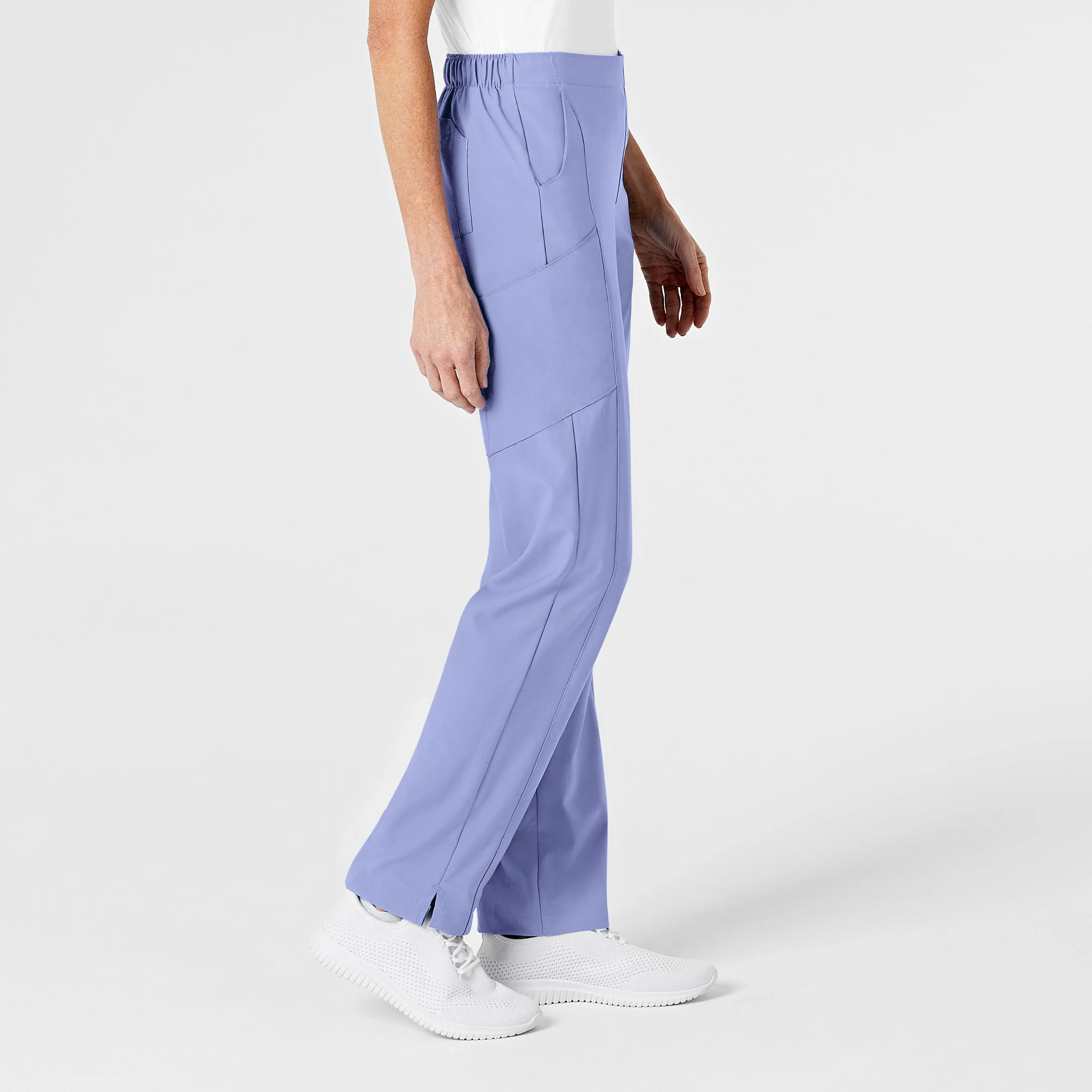 W123 5155 Flat Front Cargo Scrub Pants Ceil Blue