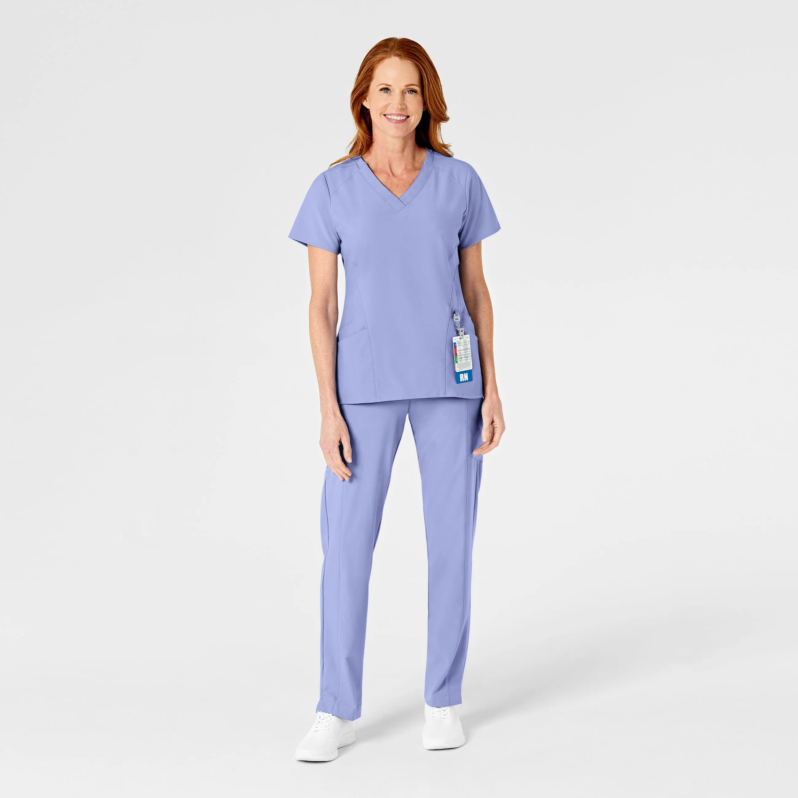 W123 5155 Flat Front Cargo Scrub Pants Ceil Blue