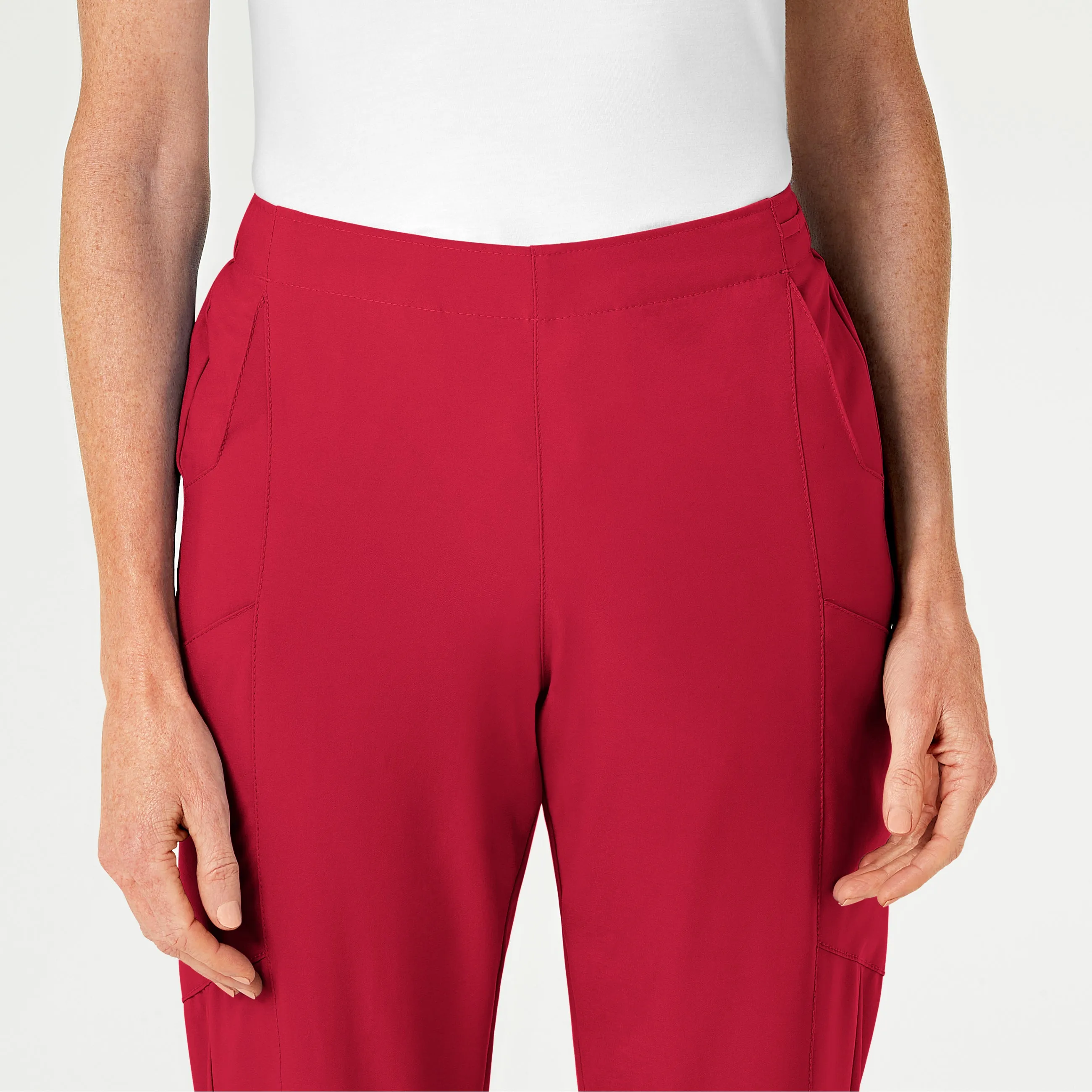 W123 5155 Flat Front Cargo Scrub Pants Red