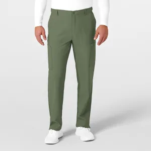 W123 5355 Men's Flat Front Cargo Scrub Pants Olive