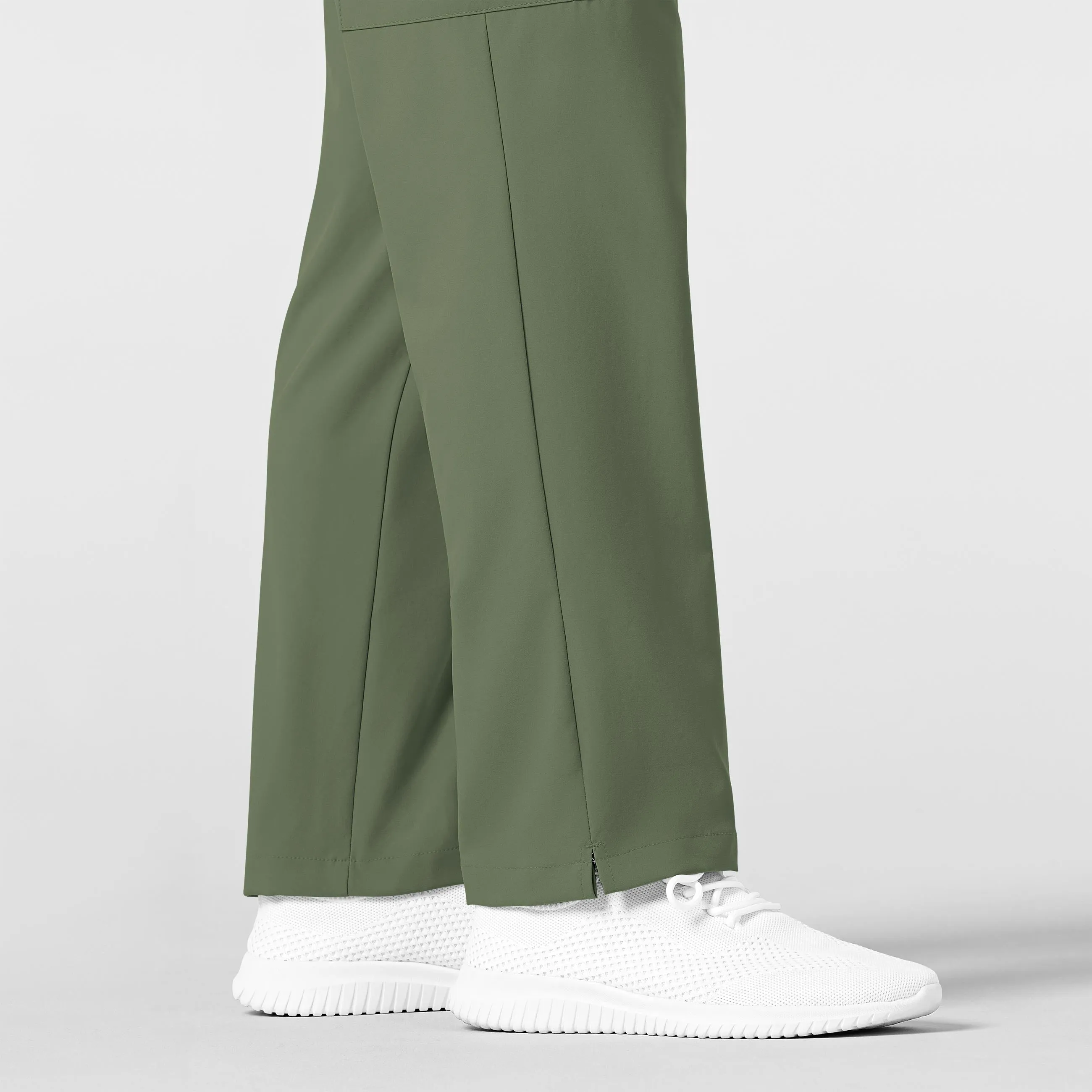W123 5355 Men's Flat Front Cargo Scrub Pants Olive
