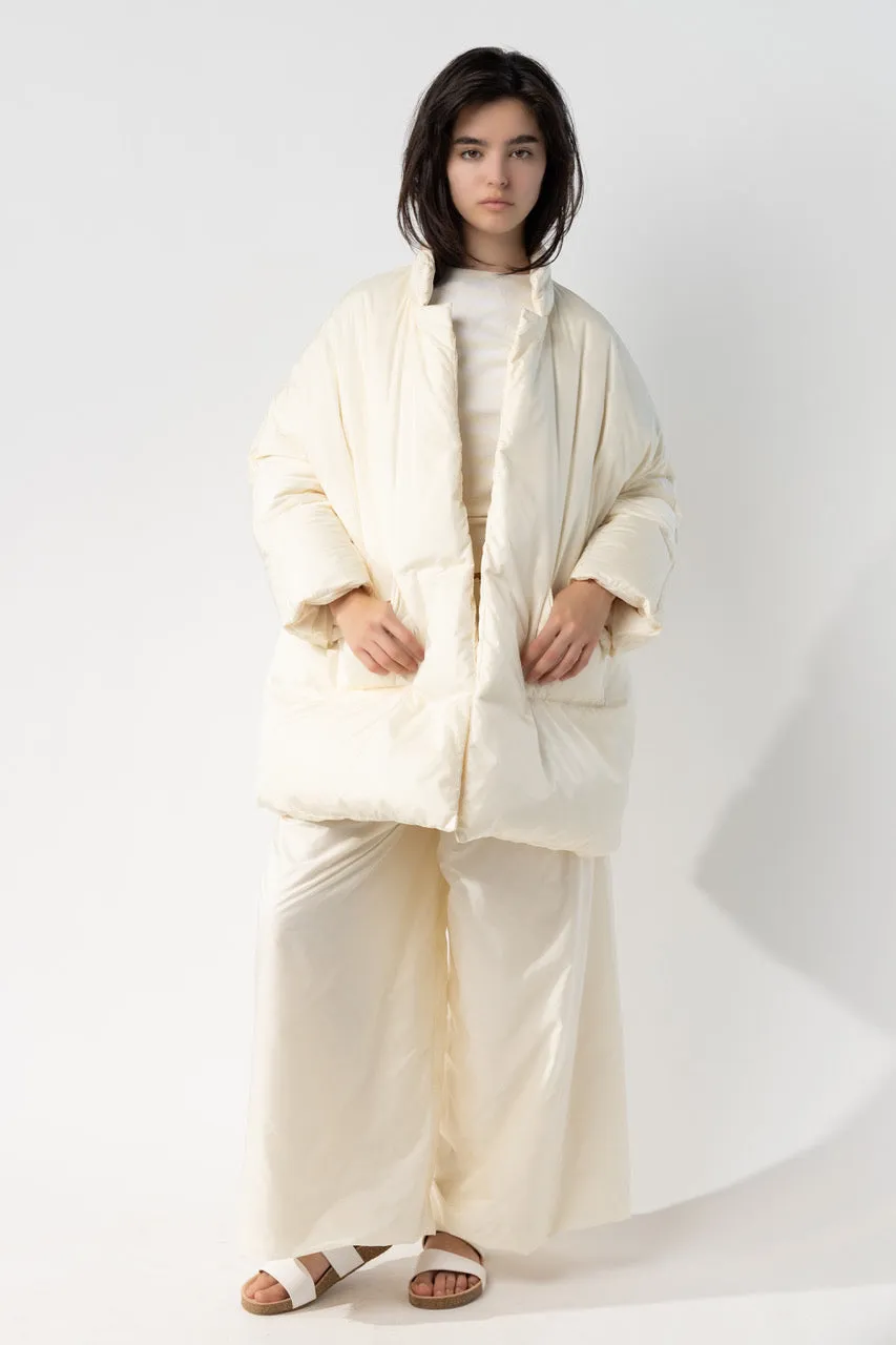 Washed Nylon Down Coat with Pockets