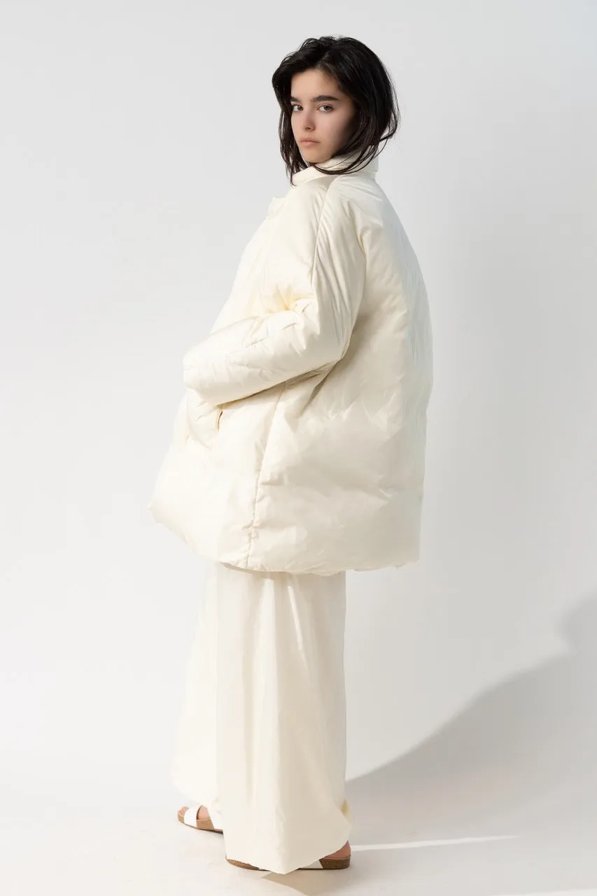 Washed Nylon Down Coat with Pockets