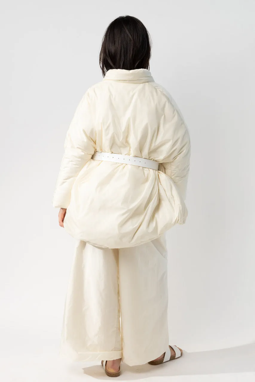 Washed Nylon Down Coat with Pockets