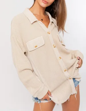 Washed Thermal Collar Shacket