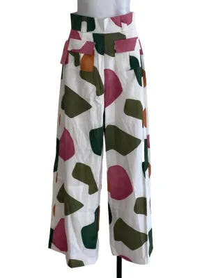 White Abstract Pants