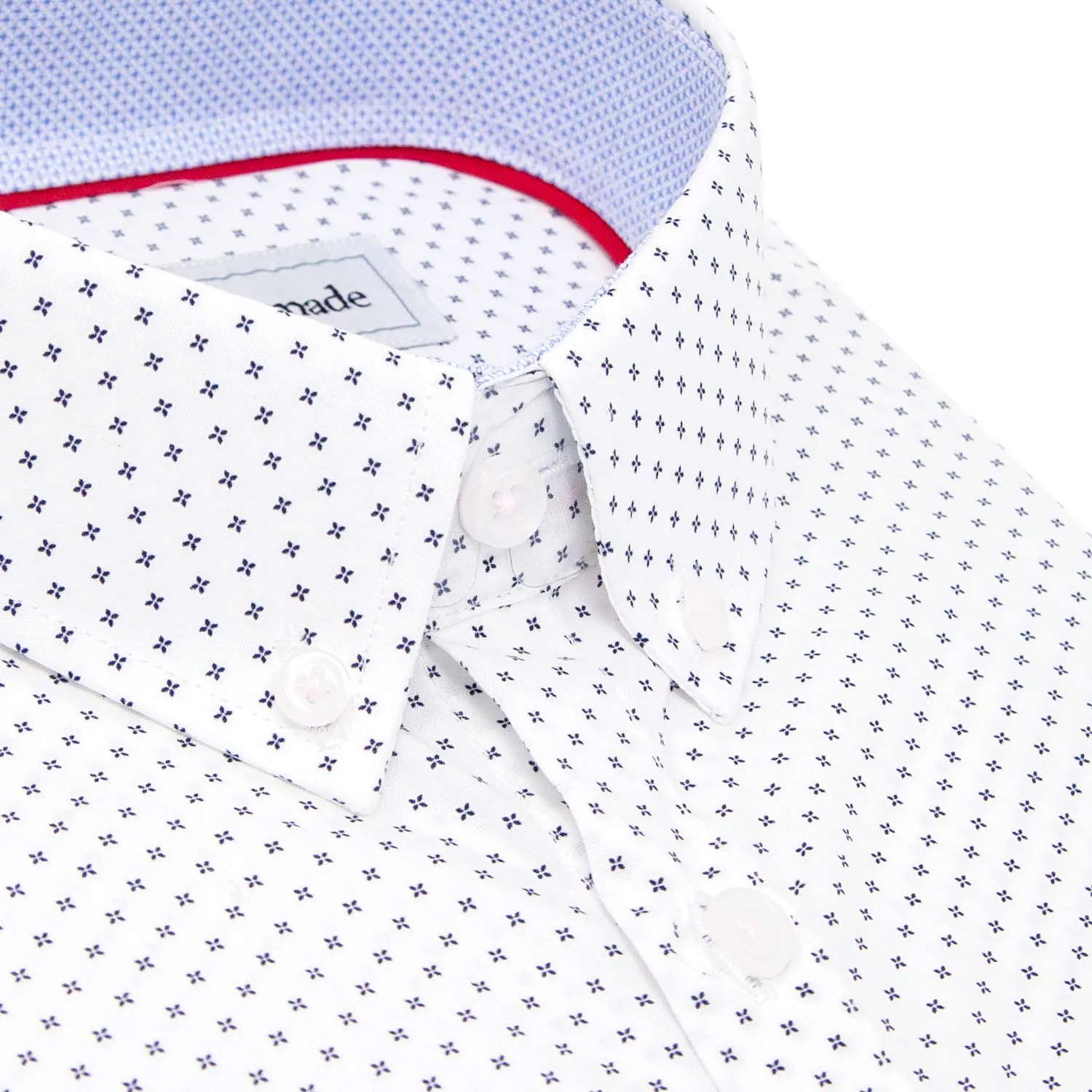 White Patterned Button Down Dress Shirt | The Melati