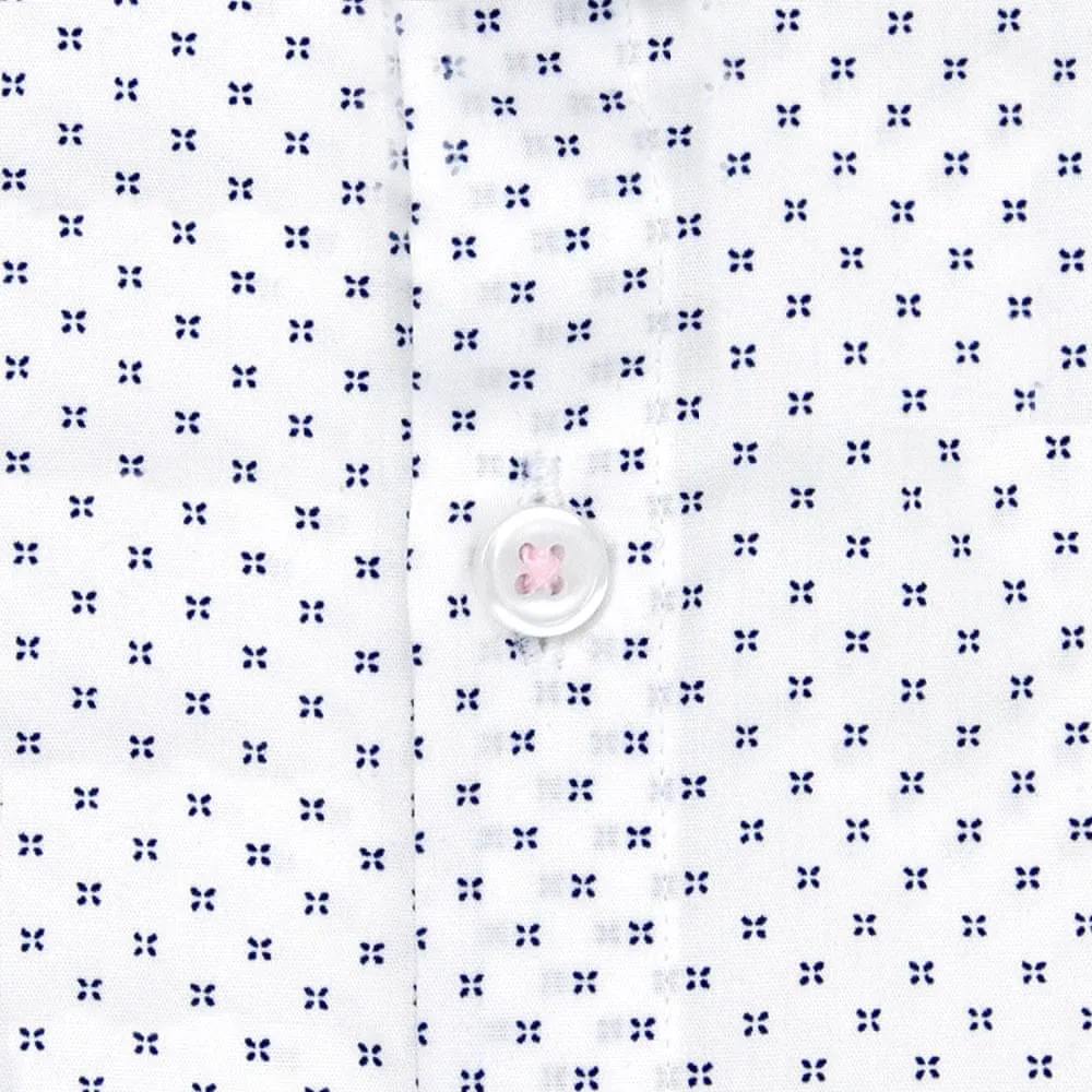 White Patterned Button Down Dress Shirt | The Melati