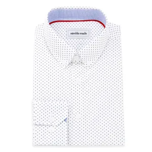 White Patterned Button Down Dress Shirt | The Melati