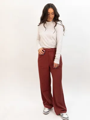 Wild Pony Pinstripe Suit Pants - Burgundy