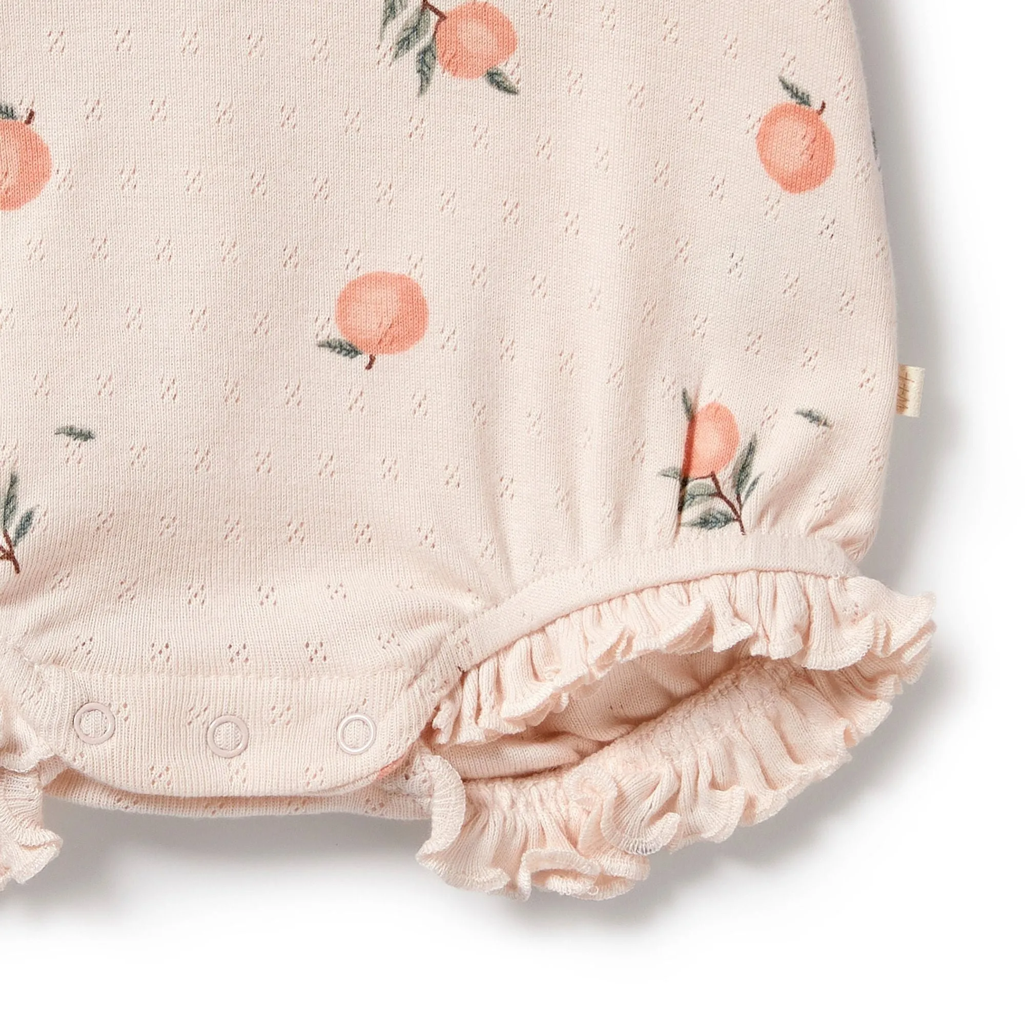 Wilson & Frenchy - Organic Pointelle Ruffle Growsuit - Peaches