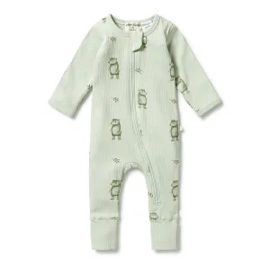 WILSON & FRENCHY ORGANIC RIB ZIPSUIT - BEAR HUG
