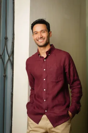 Wine Maroon · Button Down Collar · Full Sleeve Shirt