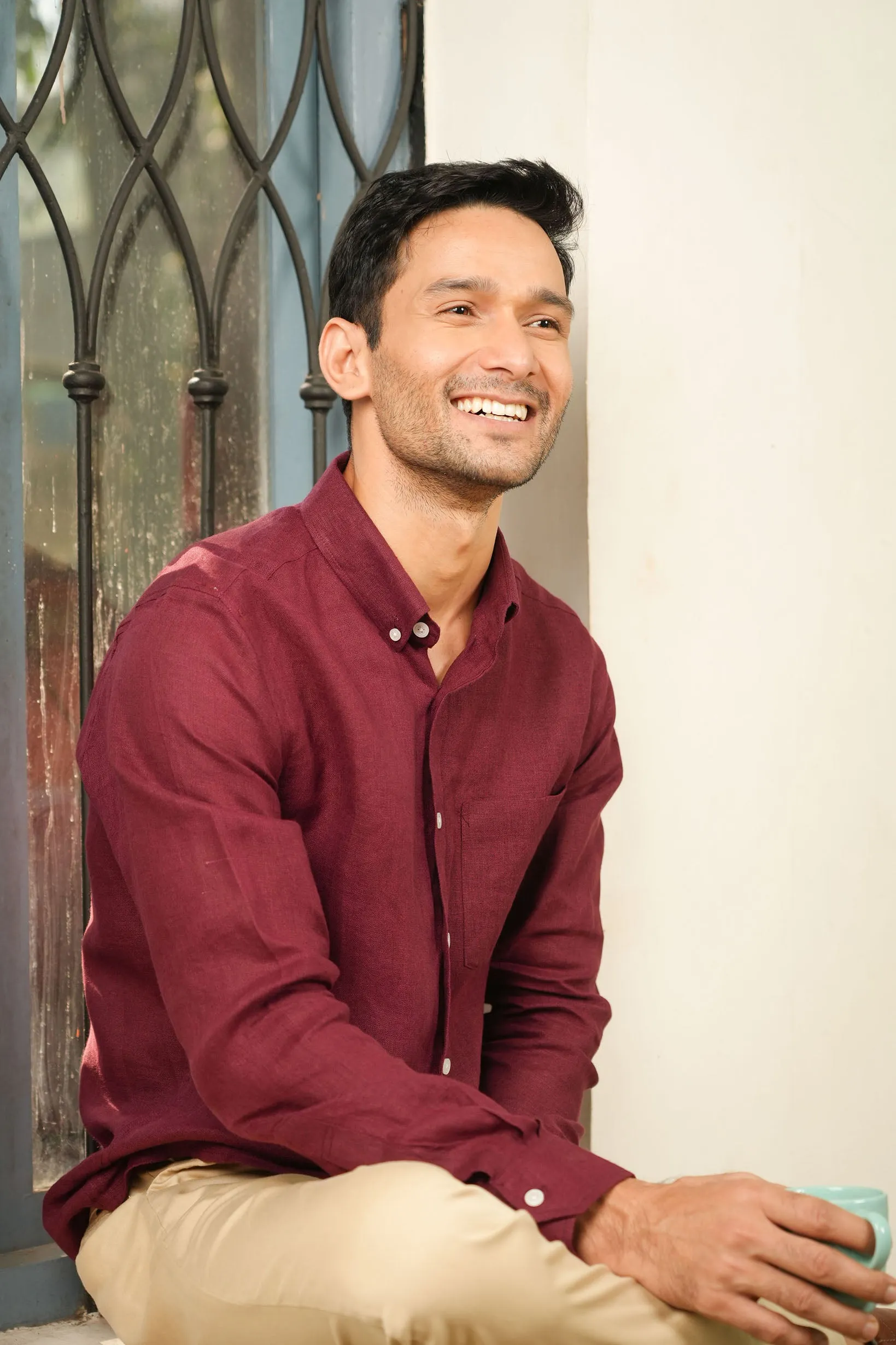 Wine Maroon · Button Down Collar · Full Sleeve Shirt