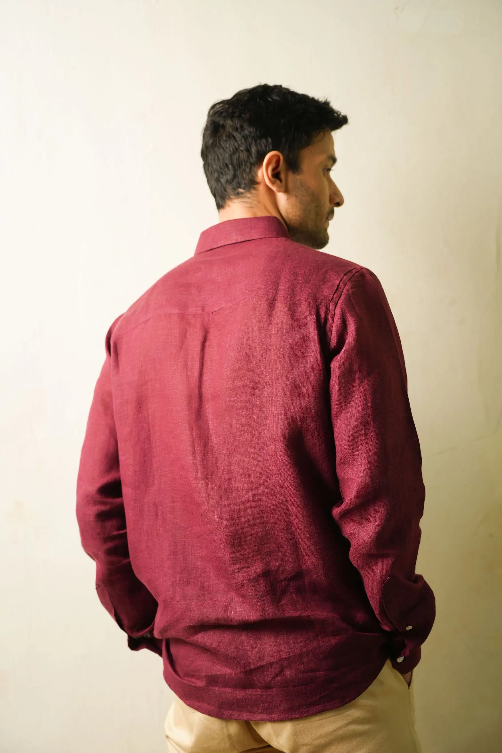 Wine Maroon · Button Down Collar · Full Sleeve Shirt