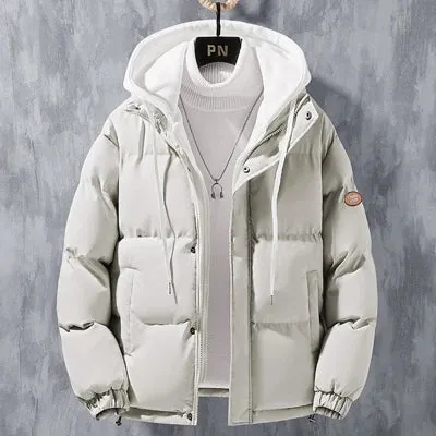 Winter Men's Padded Jacket – Warm Cotton Down Hooded Parka Windbreaker Coat