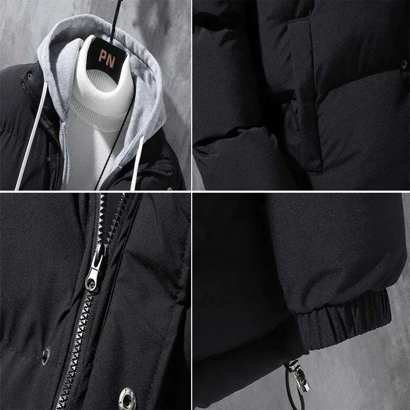 Winter Men's Padded Jacket – Warm Cotton Down Hooded Parka Windbreaker Coat