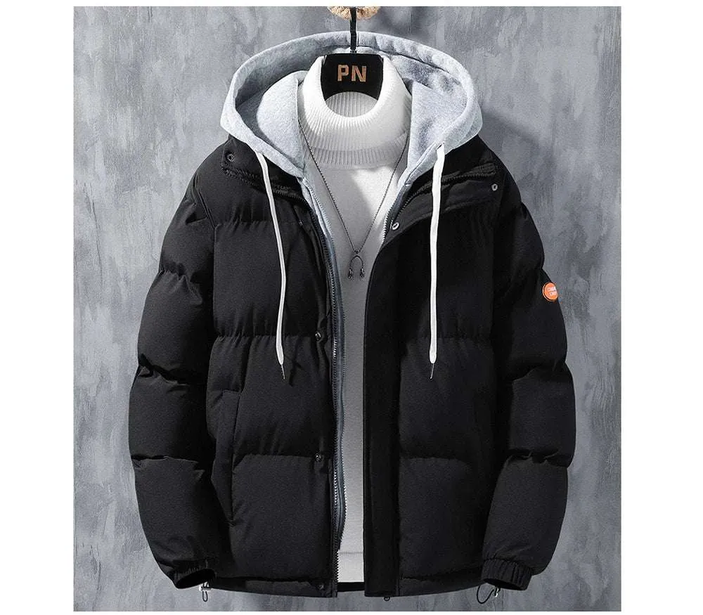 Winter Men's Padded Jacket – Warm Cotton Down Hooded Parka Windbreaker Coat