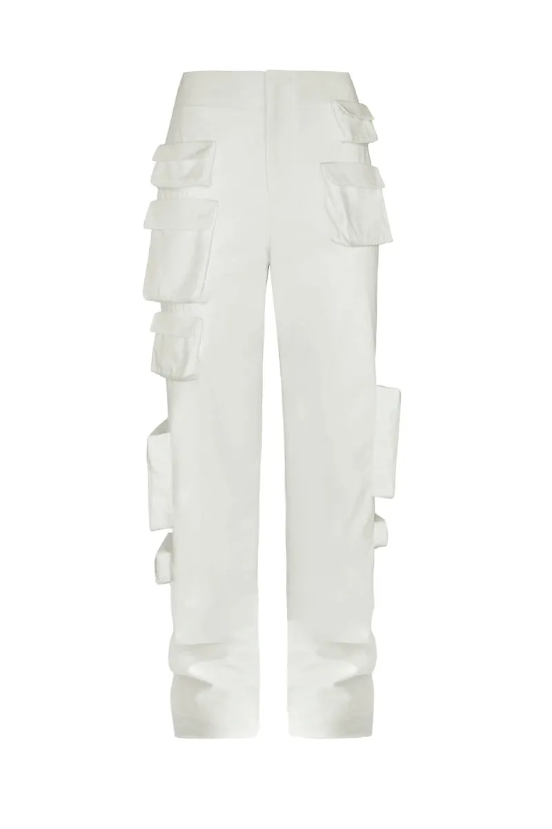 Woman Moto Bike Style Pocket High Waist Black White