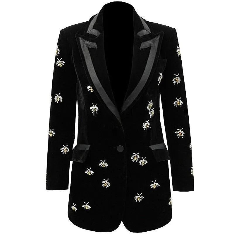 Women high waist pocket jacket mid length