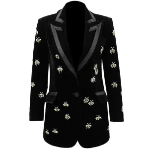 Women high waist pocket jacket mid length