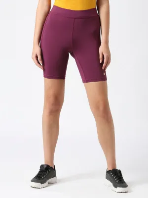 Women Wine Solid Shorts- WAFFLE SHORTS-WN